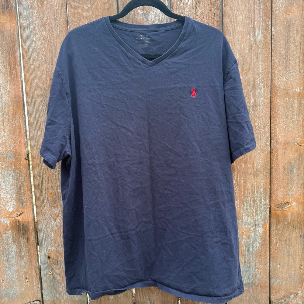 POLO Ralph Lauren Men's Navy V-Neck T Shirt Short Sleeve Size XL